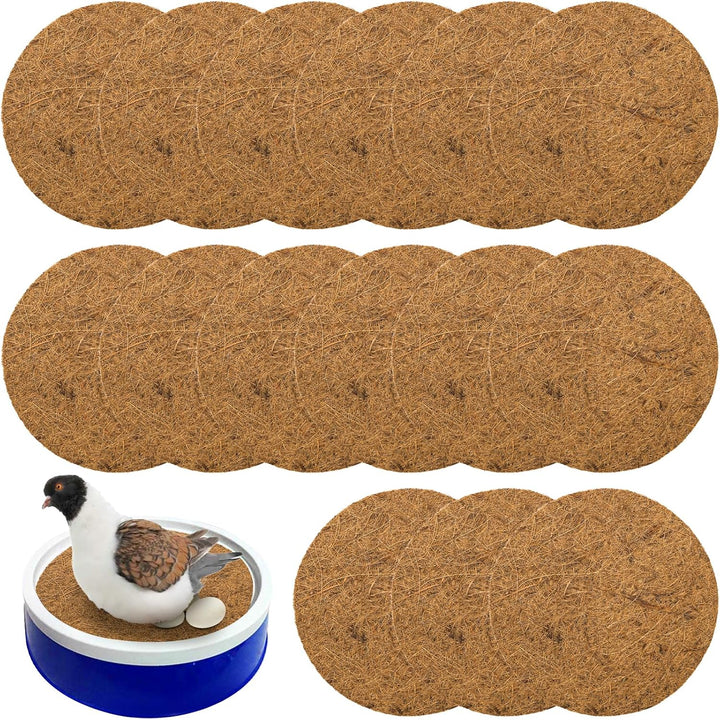 15 Packs Pigeon Nest Pads, Bird Breeding Mat for Chicken, Natural Coconut Fiber Bird Egg Mat, Nesting Bowl Box Pad for Parakeet Chicken, Pigeon Hatching Bedding Accessories