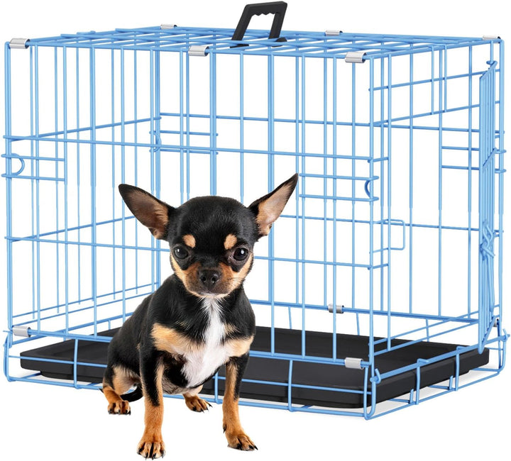 | Dog Crate | 18" | Black | Foldable Metal Kennel with Single Doors, Secure Slide-Bolt Latches, Leakproof Tray | Portable Dog Cage for Small Breeds | for Travel, Indoor & Outdoor Use