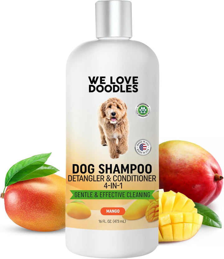 Dog Shampoo, Conditioner & Detangler - Best Shampoo for Goldendoodles, Poodles & Doodles - for Matted Pet Hair - Sensitive Skin Shampoo for Puppies - Made in the USA, 16OZ (Lavender)