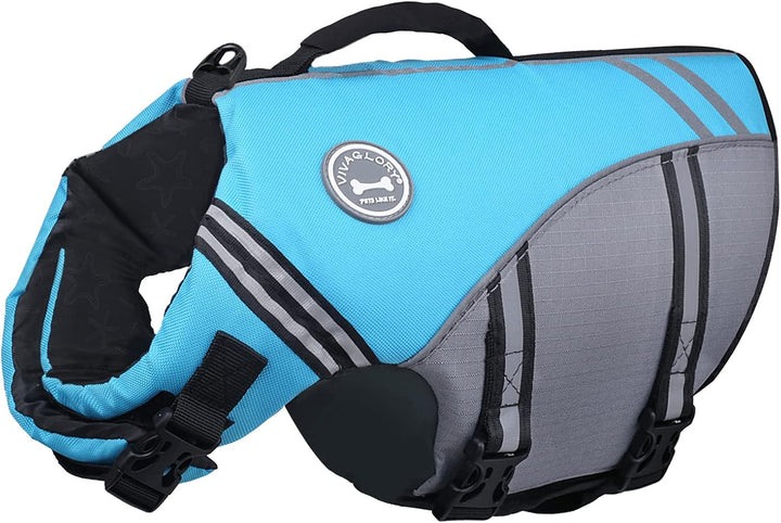 Sports Style Dog Life Vest, Dog Life Jacket for Swimming & Boating, Ripstop & Buoyancy for Puppy Doggy, Lifejacket with Handle, M, Blue