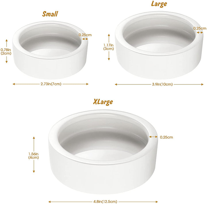 Reptile Food Dish Bowl, Worm Water Dish Small (2.75In) Lizard Gecko Ceramic Pet Bowl, Mealworms Bowls for Leopard Bearded Dragon Chameleon Hermit Crab Dubia Cricket Anti-Escape Superworm Feeder 2 Pack