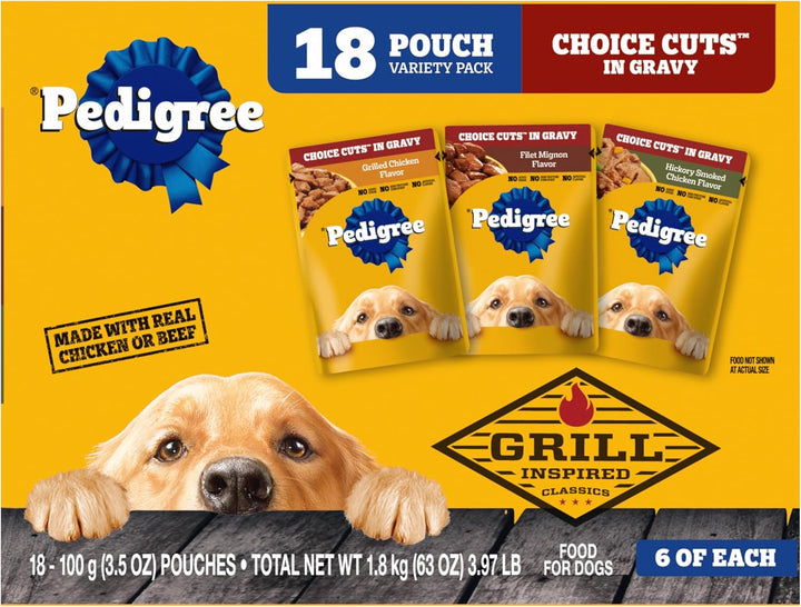 Choice Cuts in Gravy Adult Soft Wet Dog Food 30-Count Variety Pack, 3.5 Oz. Pouches