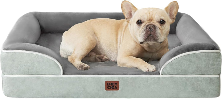 Orthopedic Dog Beds for Extra Large Dogs 44X32Inch, Waterproof Memory Foam XL Pet Bed with Sides, Non-Slip and Egg-Crate Foam Big Dog Couch Bed with Washable Removable Cover, Grey