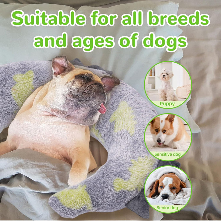 Dog Calming Pillow - Cute Soft Animal Pillow for Dogs, Cats, Kids, Adults, Washable Cozy Relaxing Pet Bed Pillow, Glow in the Dark Dog Neck Pillow (Blue, Large)