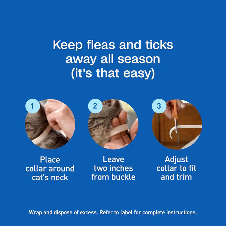 plus Flea & Tick Collar for Cats | Breakaway Collar | 2Pk | 7 Months Protection | Kills & Repels Fleas, Flea Eggs, Flea Larvae and Kills Ticks, Nymphs, and Tick Larvae, White
