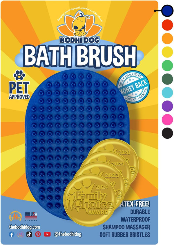Shampoo Brush - Pet Grooming & Bath Supplies for Dogs and Cats - Bath Brush for Long & Short Hair - Premium Scrubber for Shower, Bathing & Massage (One Pack, Blue)