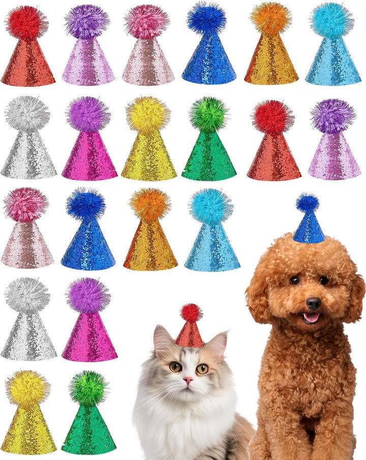 10Pcs Mini Small Dog Hats Cat Birthday Party Hat Rabbit Hats for Holiday Wedding Puppies Kittens Costume Accessories