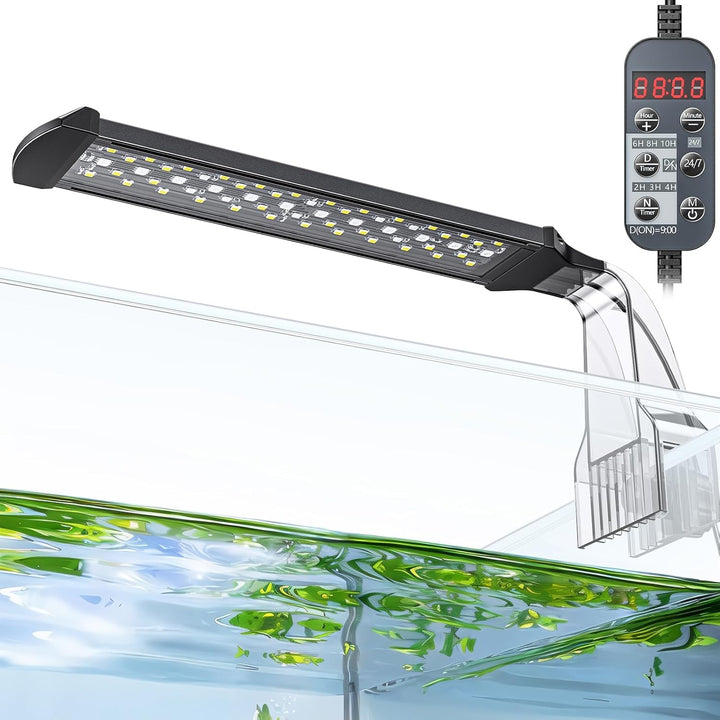 6 W LED Aquarium Light for 1 to 5 Gallon Fish Tanks Clip on Fish Tank Light USB Moving Aquarium Lamp with Full Spectrum Dimmable White Blue Red Green Lights with Timer (Adapter Not Included)