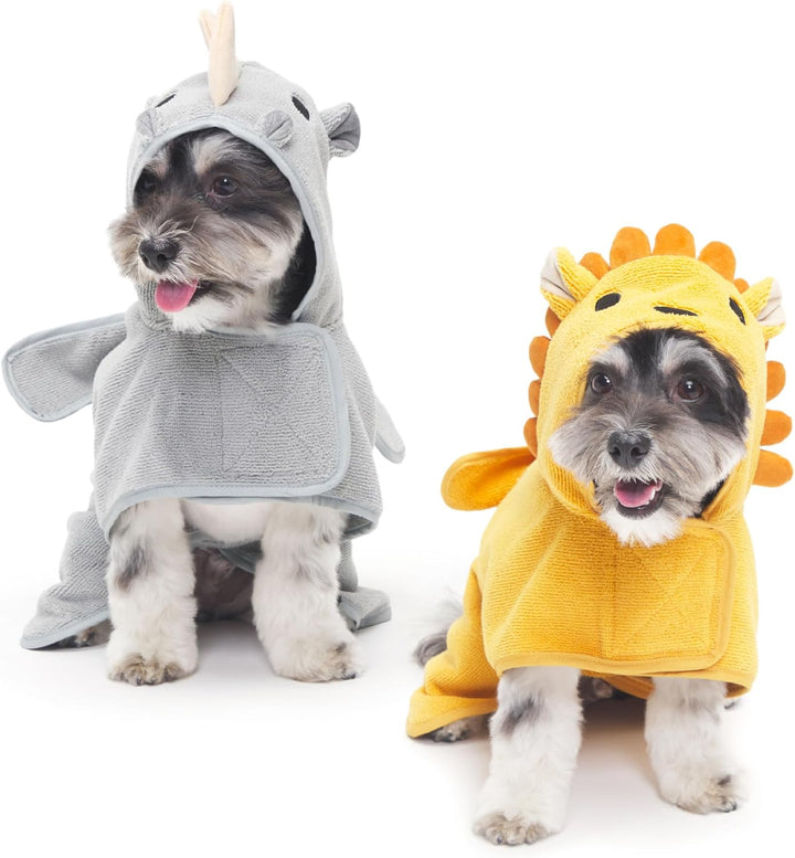 Dog Bathrobe Fast Drying with Hook and Loop Closure & Wrap Tie Snuggle, Cute Dogs Clothes, Easy to Clean, Machine Washable, Dog Coats and Tumble Dry Low - Lion, Small