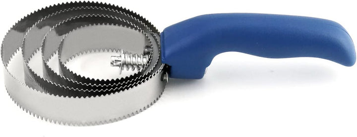 Double Sided Curry Comb, 2 Pack 4 Rings Stainless Steel Curry Comb with Soft Touch Grip, Blue