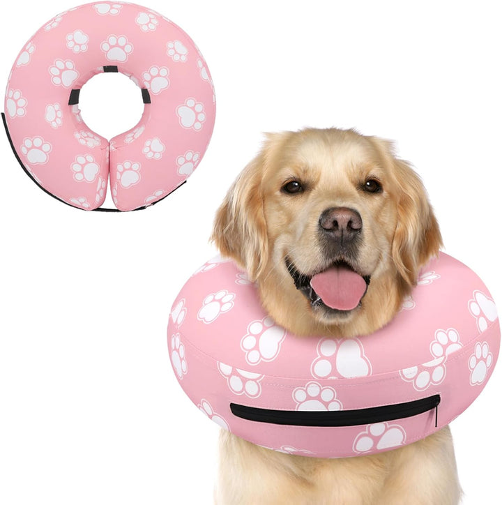Inflatable Dog Cone Collar Alternative after Surgery, Doggie Neck Donut Collar Recovery Ecollar, Soft Dog Cone for Small Medium Large Dogs