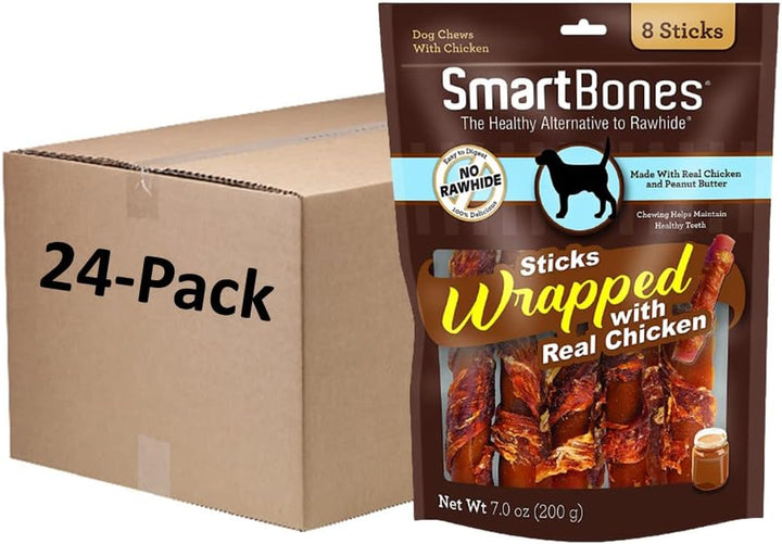 Chicken-Wrapped Sticks, Treat Your Dog to a Rawhide-Free Chew Made with Real Chicken and Peanut Butter 8 Count (Pack of 1)