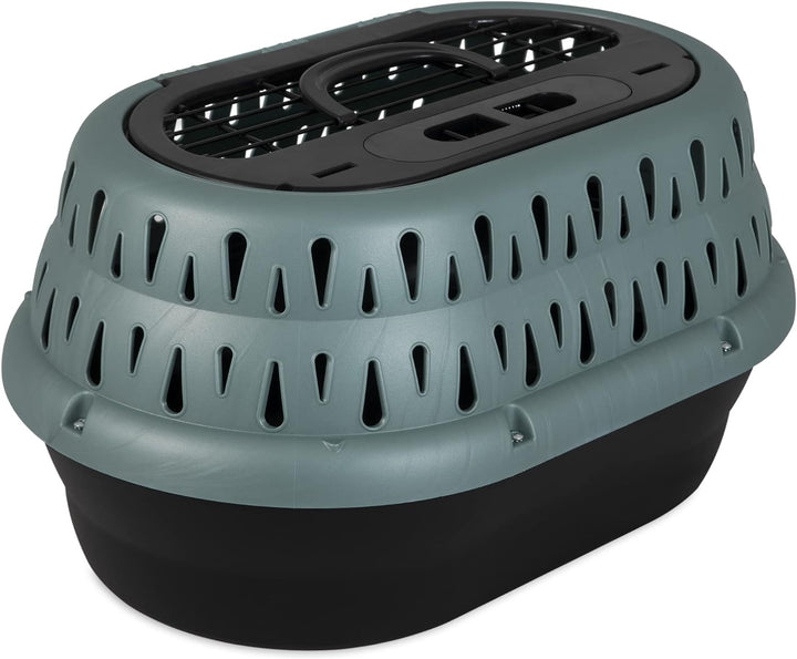 Dog Crates for Small Dogs & Cat Carriers, Two-Door Plastic Pet Kennel, Top & Front Loading, Made in USA, 24", Blue