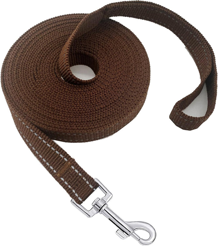 Nylon Training Dog Leash for Small Medium Large Dogs, 15Ft 20Ft 30Ft 50Ft Long Puppy Lead for Obedience Recall Training, Camping (20Ft, Black)