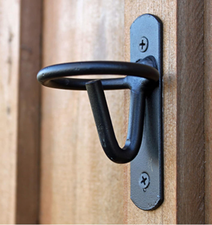 Metal Bucket Hangers for Horse Stalls - Wall Mount Bucket Holder for Grain Feed - Black