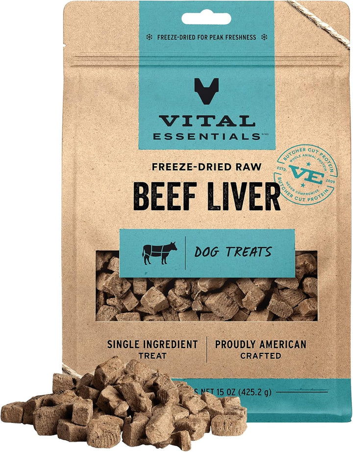 Beef Liver Dog Treats, 2.1 Oz | Freeze-Dried Raw | Single Ingredient | Premium Quality High Protein Training Treats | Grain Free, Gluten Free, Filler Free