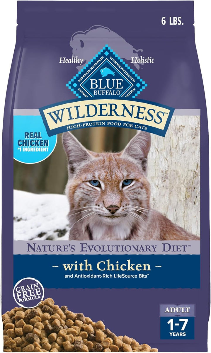 Wilderness Natural Adult Dry Cat Food, High-Protein and Grain-Free Diet, Supports Healthy Muscle Development and a Healthy Immune System, Chicken, 12-Lb. Bag