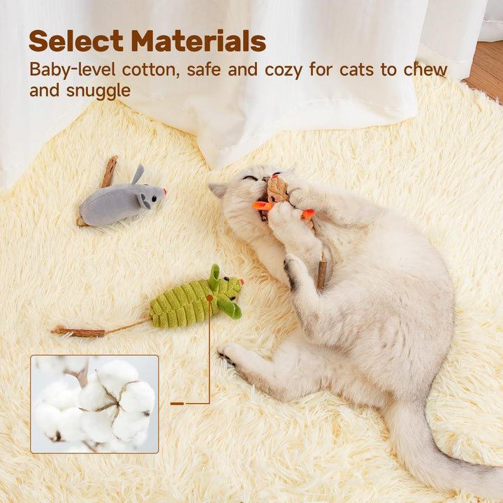 Cat Toys: 3Pcs Squeak Mice Interactive Catnip Silvervine Animals for Indoor Kittens - Dental Matatabi Cat Nip & Chew Exercise Toy for All Breeds & Species