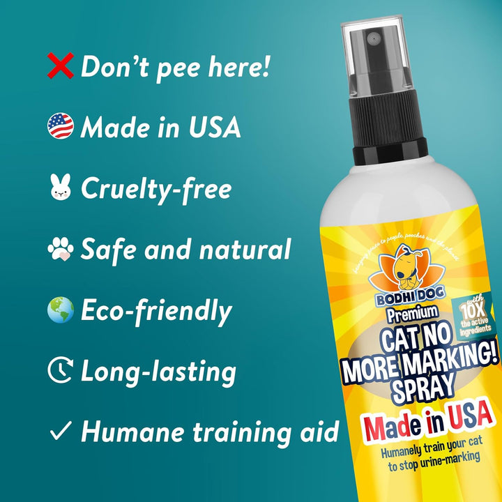 Cat No More Marking! Spray - Indoors & Outdoors Cat Urination Deterrent - Neutralizes Strong Odors from Marking - Pet-Safe Formula for Everyday Use - Made in USA (8 Fl Oz)