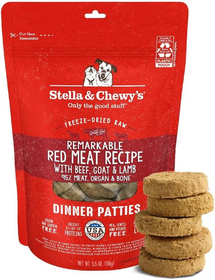 Freeze-Dried Raw Dinner Patties - Beef Recipe - High Protein Grain-Free Puppy & Dog Food - Perfect for Picky Eaters - 25 Oz