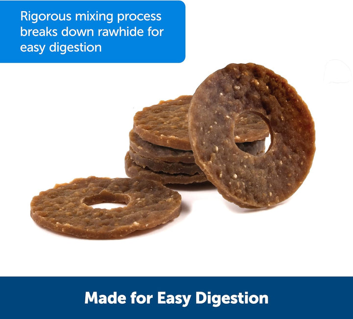 Busy Buddy Rawhide Treat Rings Variety Pack - Long-Lasting Chew Refills - Peanut Butter & Original Rawhide Flavors - Delicious Dog Treat - Size B - 24 Count