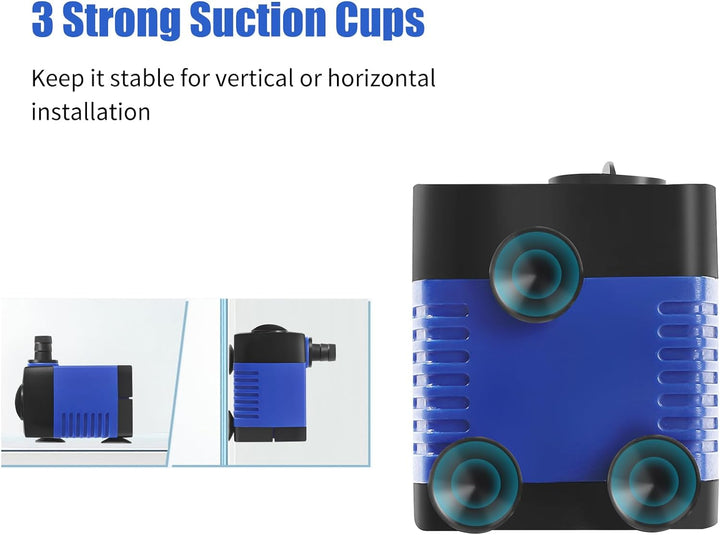 Small Fountain Pump, 80 GPH Submersible Water Pump for Aquarium Fish Tank, Outdoor Water Fountain, Hydroponics, Pond