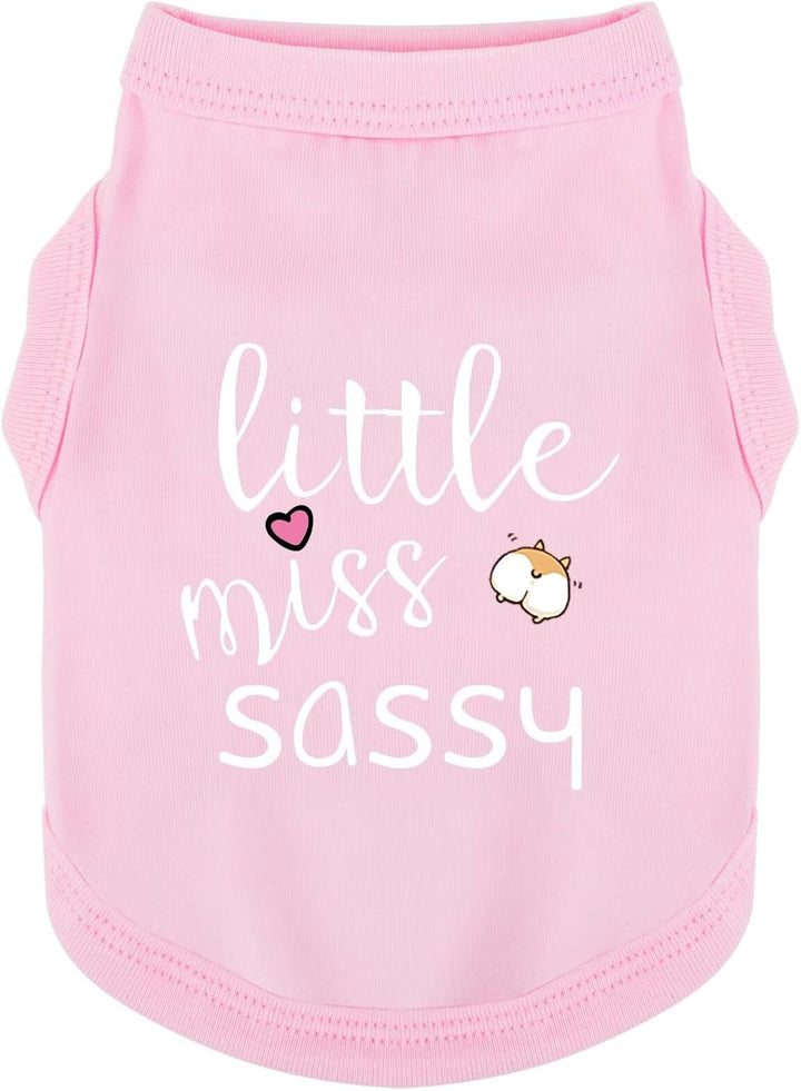 Dog Clothes Fashionable Sleeveless Pet Vest: 'Little Miss Sassy' Printed Cotton Dog Shirt, Ideal for Small, Medium, and Large Breeds, Ensuring Comfort and Breathability Rose Red S