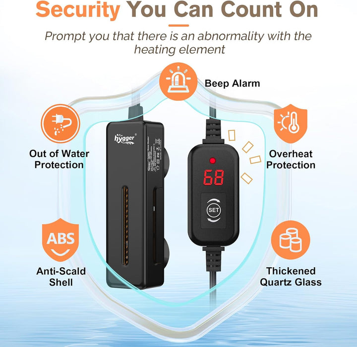 Mini Fish Tank Submersible Heater 50W for 5-10 Gallons Small Betta Aquarium Heater with Digital Display Controller Adjustable Temperature