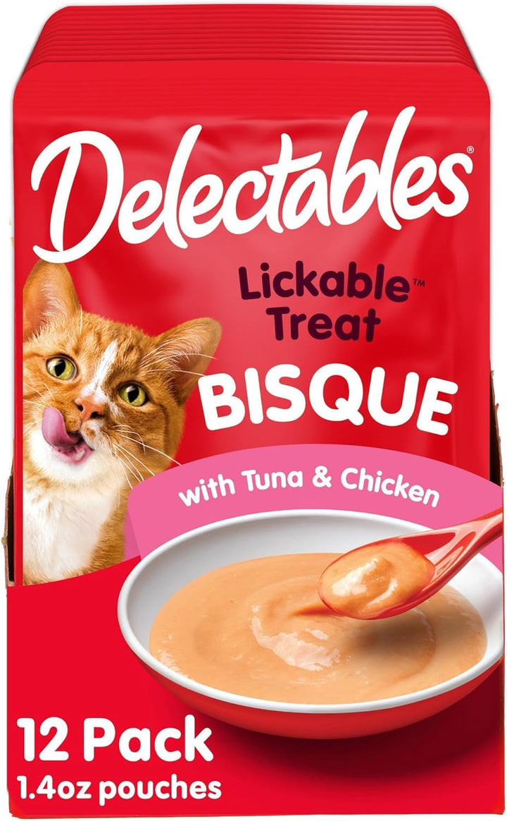 Delectables Bisque Lickable Wet Cat Treats - Chicken, Tuna & Shrimp, 12 Count