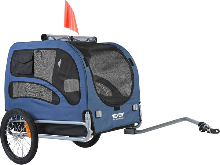 Dog Bike Trailer, Supports up to 100 Lbs, Pet Cart Bicycle Carrier, Easy Folding Frame with Quick Release Wheels, Universal Bicycle Coupler, Reflectors, Flag, Collapsible to Store