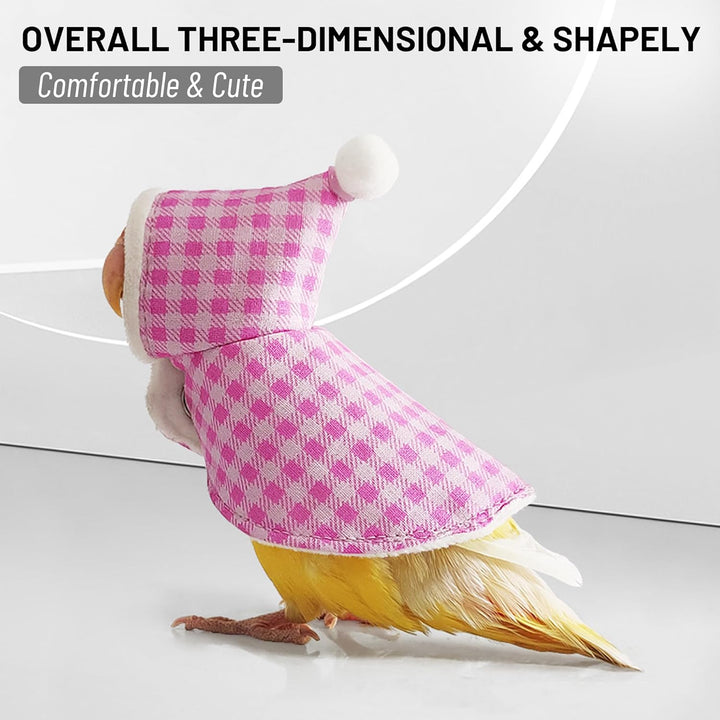 Cute Bird Costume, Parrot Cloak Cosplay Photo Prop, Bird Clothes for Budgerigar, African Greys Parakeet, Conure, Cockatiel, Mynah, Love Birds, Finches (Pink)
