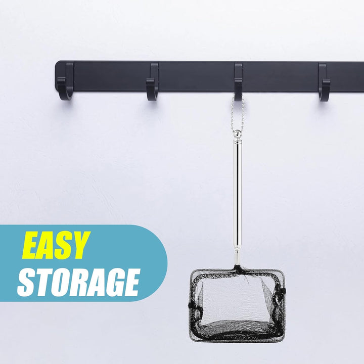 Aquarium Net with Extendable Long Handle, Adjustable Wastes Skimming Cleaning Tools for Fish Tanks, 3 Inch