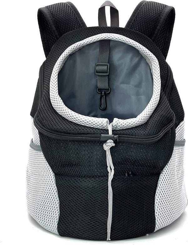 Dog Carrier Backpack, Comfortable Doggy Front Backpack Pet Puppy Carrier Travel Pack with Breathable Head Out Design and Padded Shoulder for Walking Biking Hiking Camping