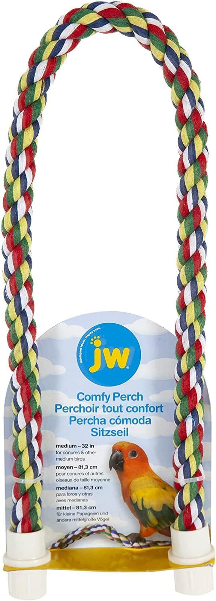 Pet Comfy Perch for Birds Flexible Multi-Color Rope, Large - 36" Length