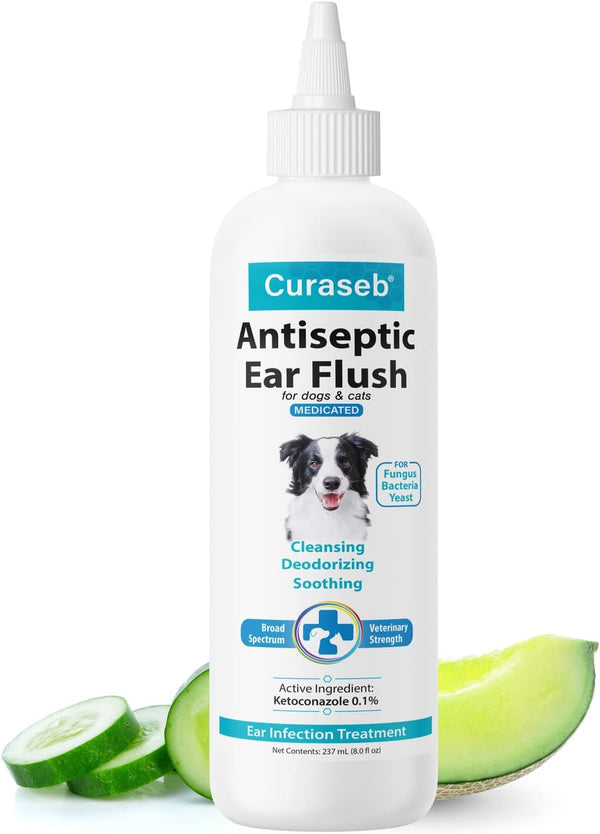 Curaseb Dog Ear Infection Treatment Solution – Soothes Itchy & Inflamed Ears – Cleans Debris and Buildup - 8Oz