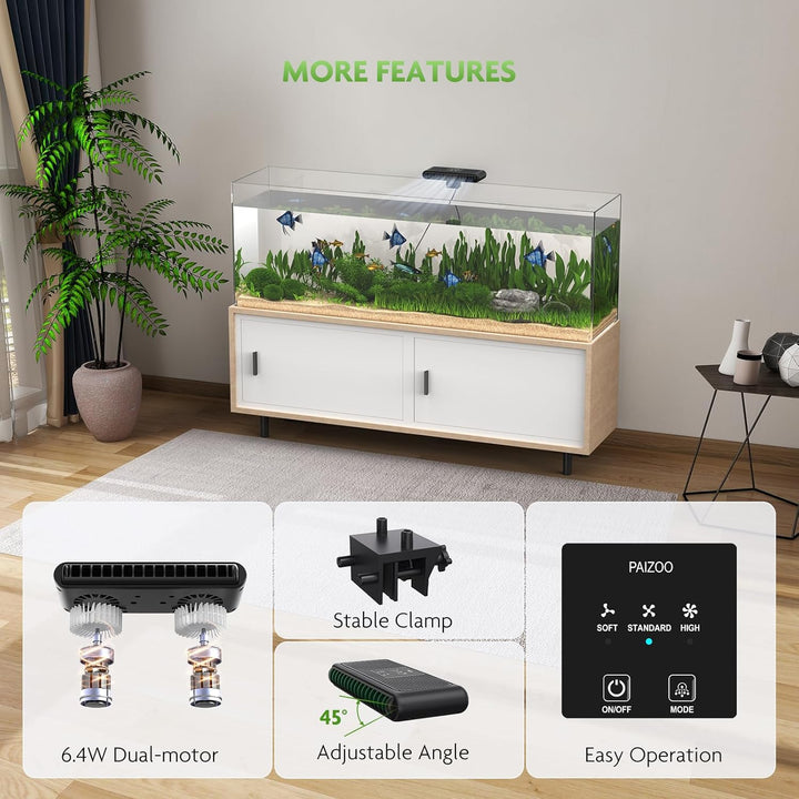 Aquarium Chiller Fan, Fish Tank Cooling Fans Aquarium Cooler with 3 Speed Modes, Water Chiller for Axolotl Tank Accessories Freshwater Saltwater Tanks, 6.4W