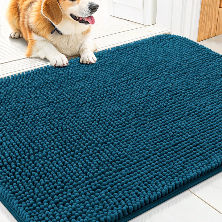 Dog Door Mat for Muddy Paws 30X20, Absorbs Moisture and Dirt Doormat, Non-Slip Washable Quick Dry Chenille Front Door Mat Indoor Entrance, Entryway Carpet for inside Floor, Grey