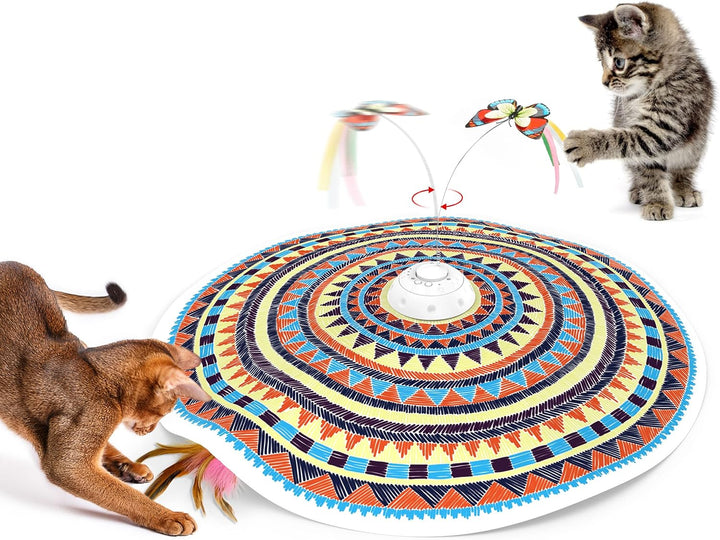 Cat Toys Chargeable, 3In1 Hide and Seek for Kittens, Interactive Automatic Play, Fluttering Butterfly, Moving Wand Feather, Indoor Kitty Exercise 22.8 Inch Cover for All Breeds