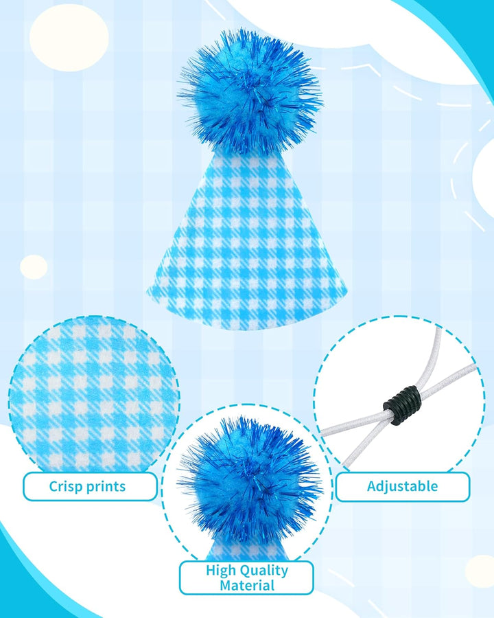 10 Pack Mini Party Hats for Small Dog Birthday Stuffed Animals Dolls Puppy Cats Adjustable Headband Colorful Holiday Felt Hats Kitten Pet Grooming Costume Accessories