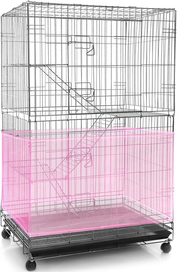 Large Bird Cage Seed Catcher,Bird Cage Cover Net Skirt Guard,Adjustable Soft Airy Mesh Net for Parrot Parakeet Macaw(118 X 15 Inch/ 300 X 37 Cm,Black)