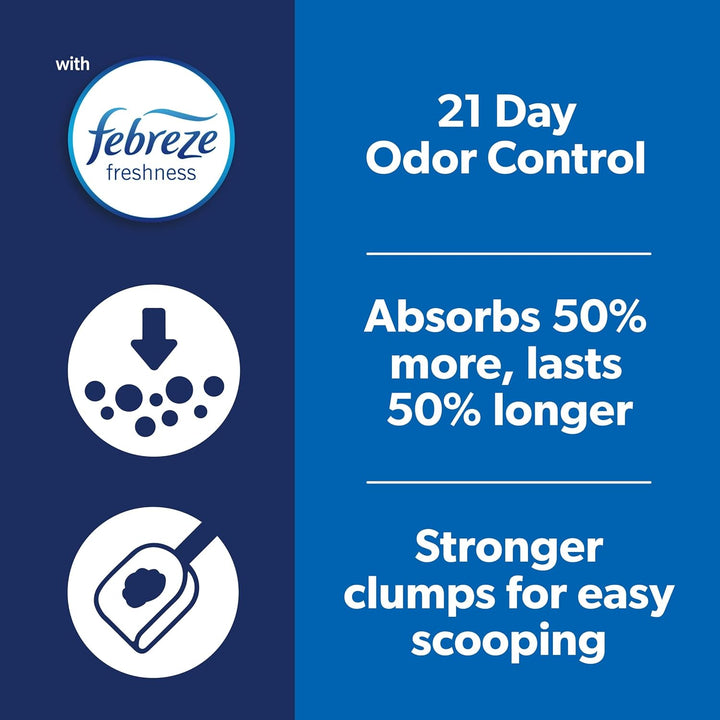Outstretch Advanced Long Lasting Clumping Litter with Febreze Freshness, Activated Charcoal Litter Lasts 50% Longer, 32 Lbs. (2 X 16 Lb. Box)
