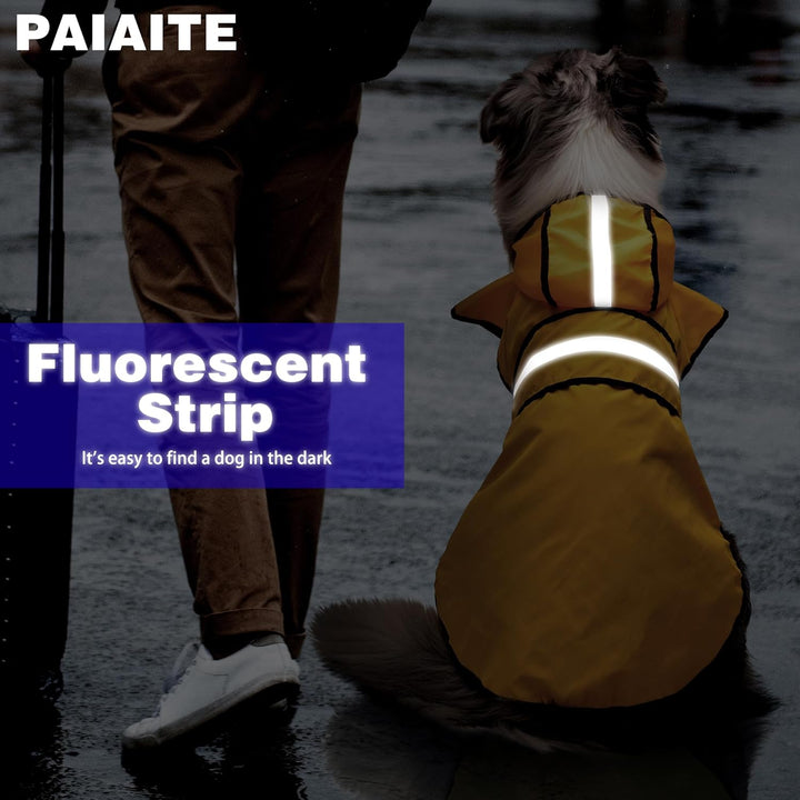 Dog Raincoat: Hooded Slicker Poncho, Durable Waterproof Jacket with Reflective Stripes for Safety, Convenient Leash Hole, and Adjustable Fit, Perfect for Small, Medium, and Large Dogs Yellow M