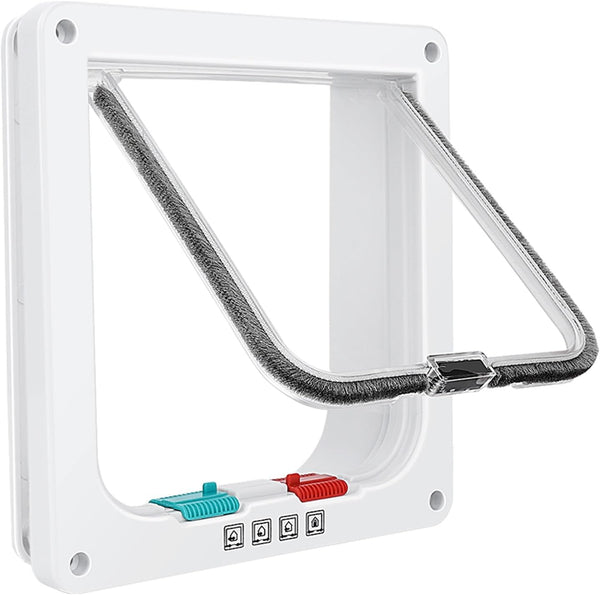 Thin Cat Door for Windows, Pet Doors and Sliding Door, Safety Pet Door with 4 Way Lock, Weatherproof Cat Flap for Thin Door and Wall(Medium, 7.7 * 7.5 * 0.78In)