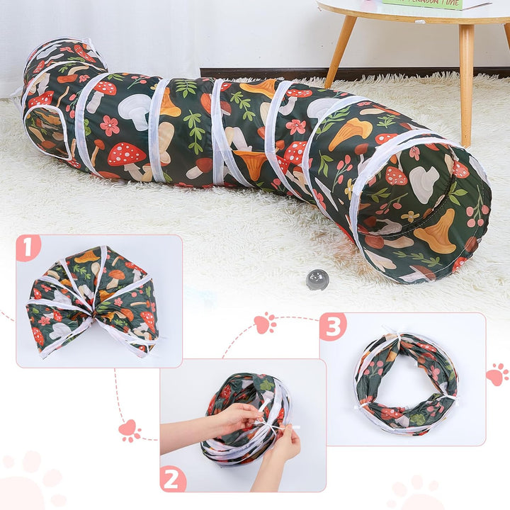 Cat Tunnel, Cat Tunnels for Indoor Cats, S-Shape Cats Cave with Cat Toys, Foldable Cat Tubes and Tunnels for Cats, Rabbit, Puppy, Guinea Pig