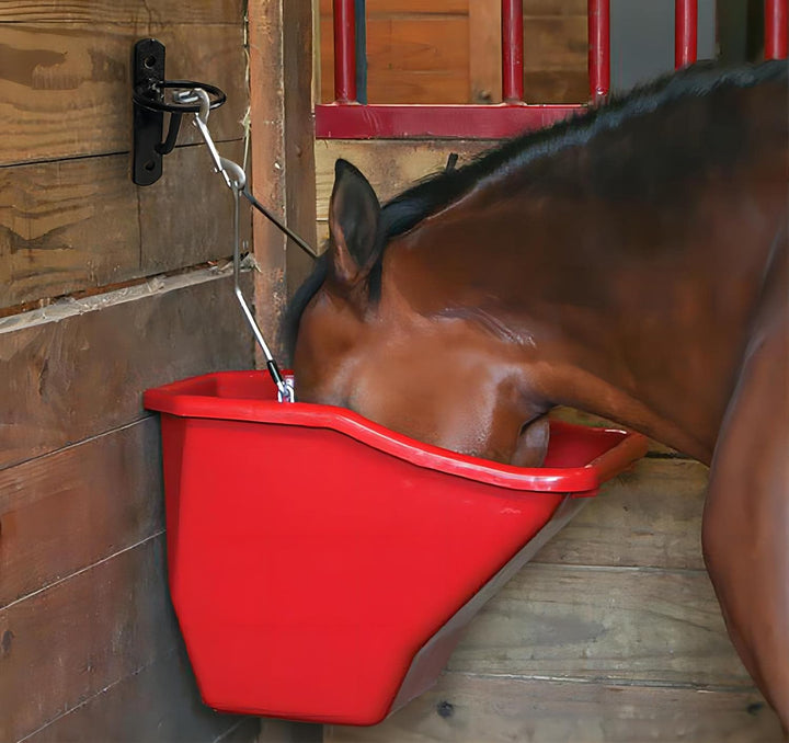 Metal Bucket Hangers for Horse Stalls - Wall Mount Bucket Holder for Grain Feed - Black