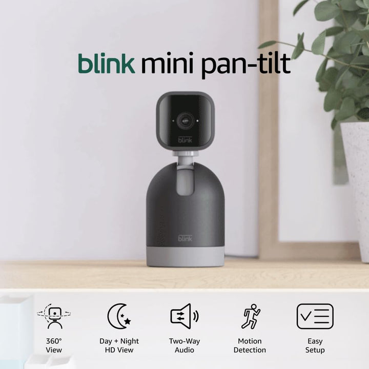 Mini Pan-Tilt Camera (Newest Model), Rotating Indoor Plug-In Smart Security Camera, Two-Way Audio, HD Video, Motion Detection, Works with Alexa (White)