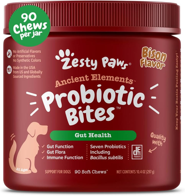 Probiotics for Dogs - Digestive Enzymes for Gut Flora, Digestive Health, Diarrhea & Bowel Support - Clinically Studied DE111 - Dog Supplement Soft Chew for Pet Immune System - Pumpkin