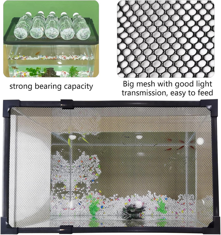 Magnetic Fish Tank Cover Net Aquarium Lid Mesh Top Hood Cut to Any Size Ventilation Transparency Anti-Jumping Aquarium Cover (39"X19")