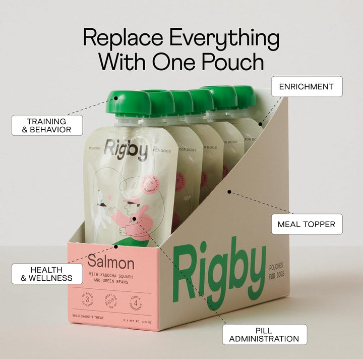 Organic Wild-Caught Alaskan Salmon Dog Treat Pouches – Low-Calorie Squeeze Treat for Training, Enrichment, Meal Topping & Pill Time – Supports Joint, Skin & Digestive Health – 6 Pack