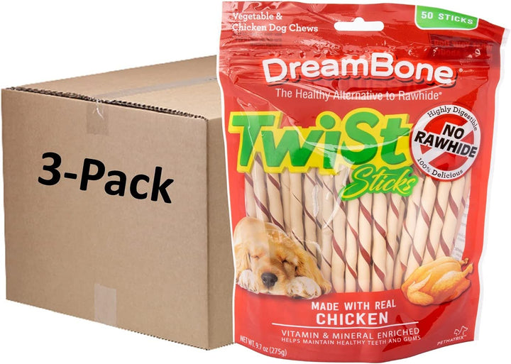 Twist Sticks, Made with Real Chicken, Rawhide-Free Chews for Dogs, 50 Count